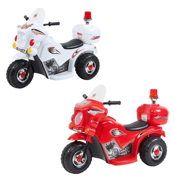 Moto Motinha Elétrica Infantil Com Som, Luz, Sirene de Polícia e Baú Zippy Toys