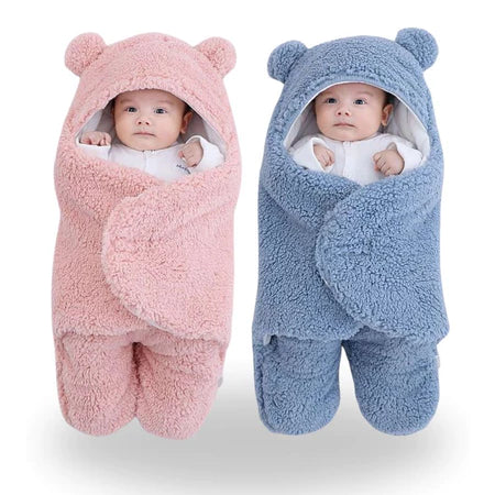 Saco de Dormir Bebe Ursinho com Sherpa Inverno Menina e Menino Charutinho Enrolar o Bebe