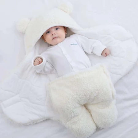 Saco de Dormir Bebe Ursinho com Sherpa Inverno Menina e Menino Charutinho Enrolar o Bebe